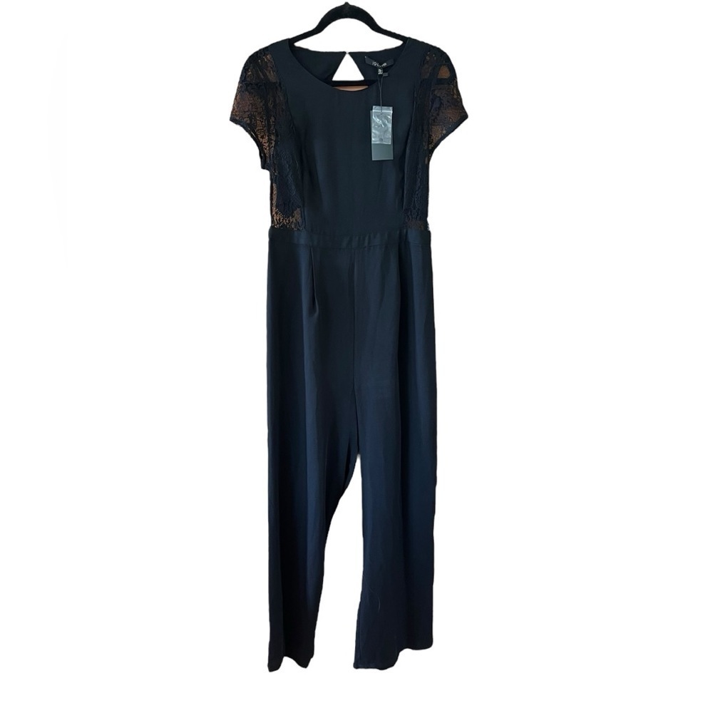 19 Cooper Black Lace-Shoulder Jumpsuit